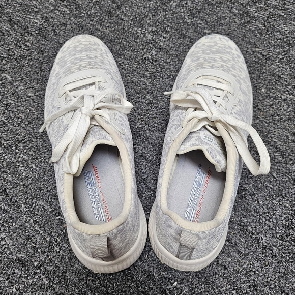 Skechers Bobs Memory Foam Air Cooled Grey & White Low Profile Sneakers Sz 8.5 - Picture 7 of 9